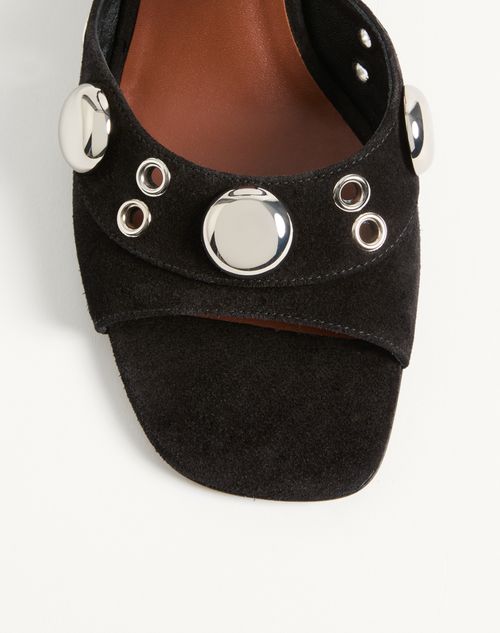 Valentino Garavani - Nellcôte Slide Sandal In Split Leather 75mm - Black - Woman - Sandals